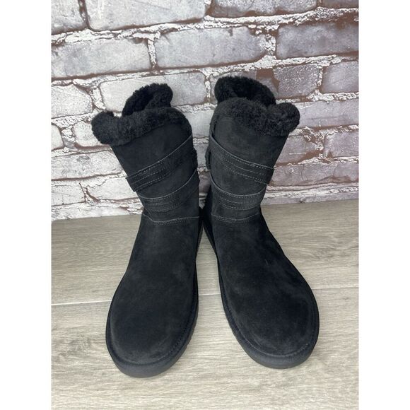 Koolaburra UGG Delene Black Suede Boots Buckle Boots Women’s 10M US/41EU 1121504 - Picture 10 of 16